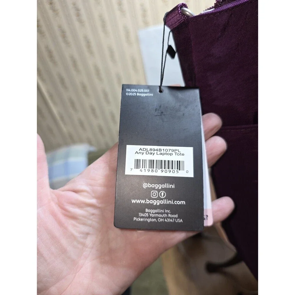 Baggallini Anywhere Day Laptop Tote Purple NWT RFID Travel Work Bag Lightweight - Picture 4 of 5